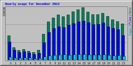 Hourly usage for December 2012